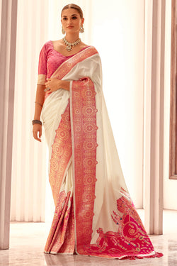 Maize Beige Zari Woven Soft Banarasi Silk Saree