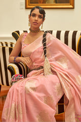 Mandys Pink Pashmina Silk Saree