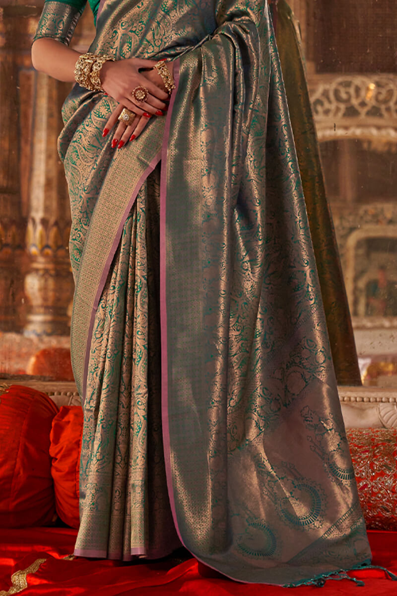 Marine Green Kanjivaram Saree
