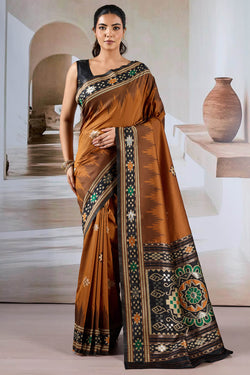 Medium Brown Patola Silk Saree