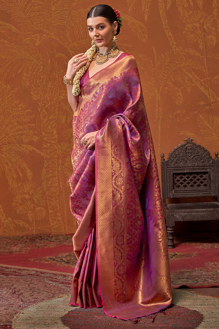 Merlot Purple Kanjivaram Silk Saree