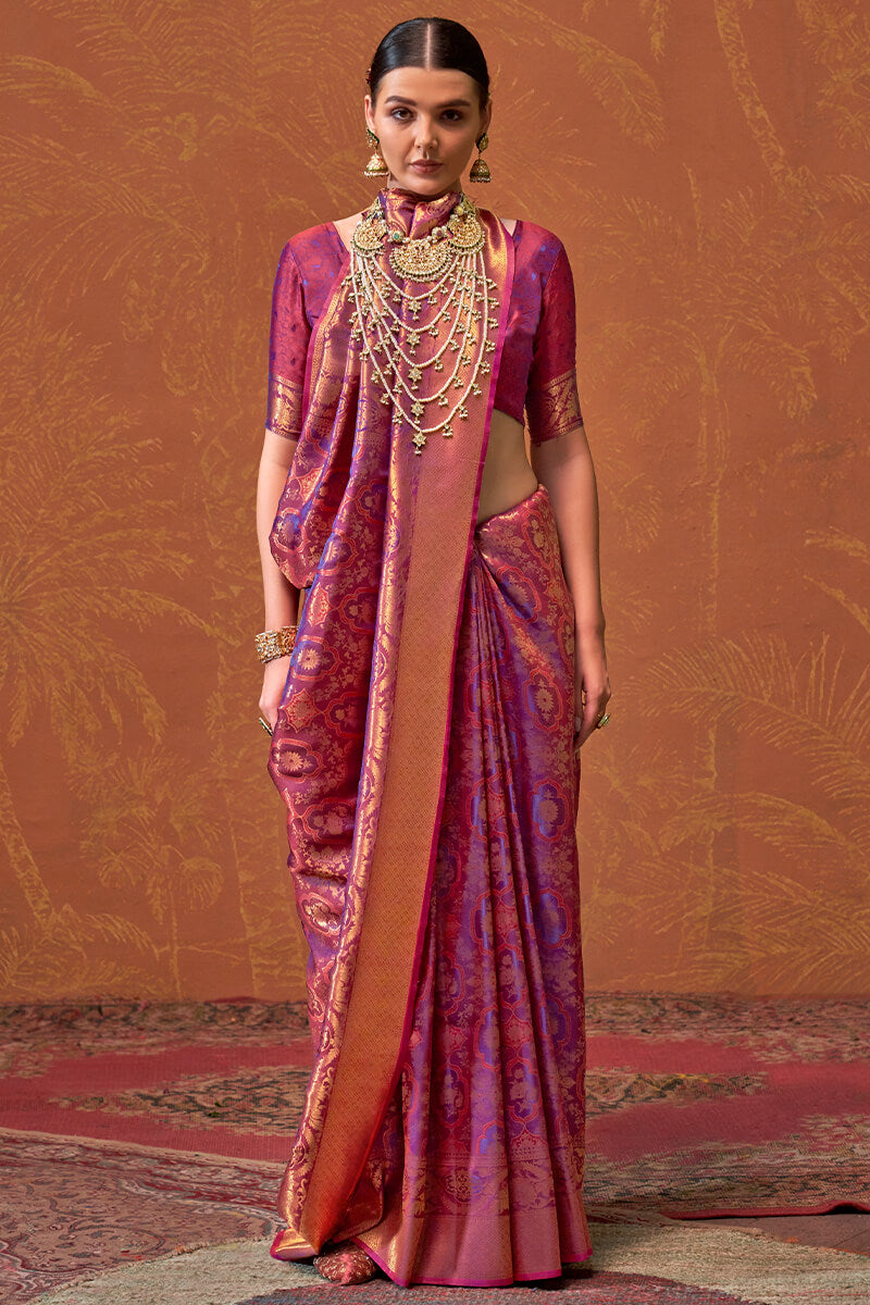 Merlot Purple Kanjivaram Silk Saree