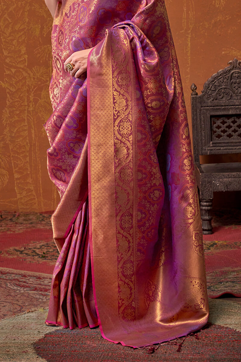 Merlot Purple Kanjivaram Silk Saree