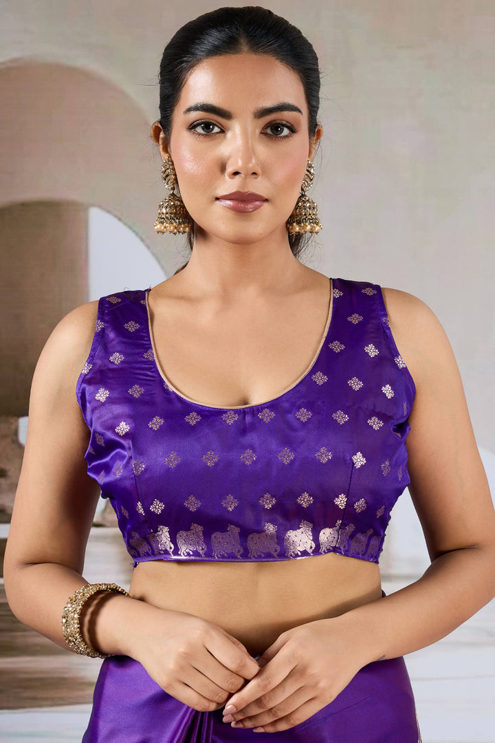 Meteorite Purple Banarasi Satin Silk Saree