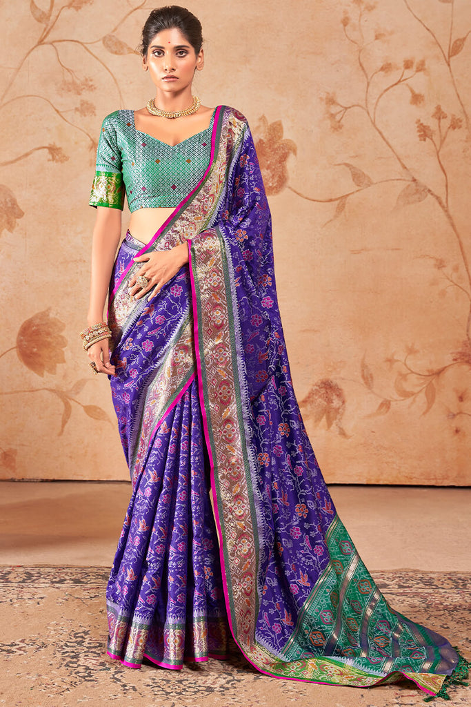 Meteorite Purple Woven Soft Banarasi Silk Saree