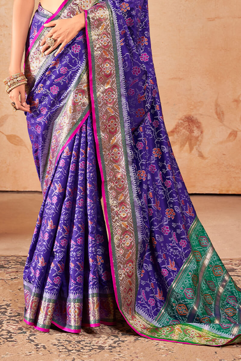 Meteorite Purple Woven Soft Banarasi Silk Saree