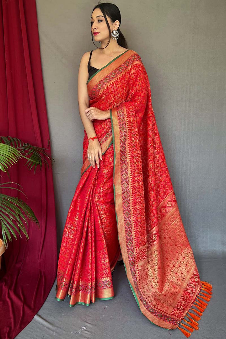 Milano Red Patola Silk Saree