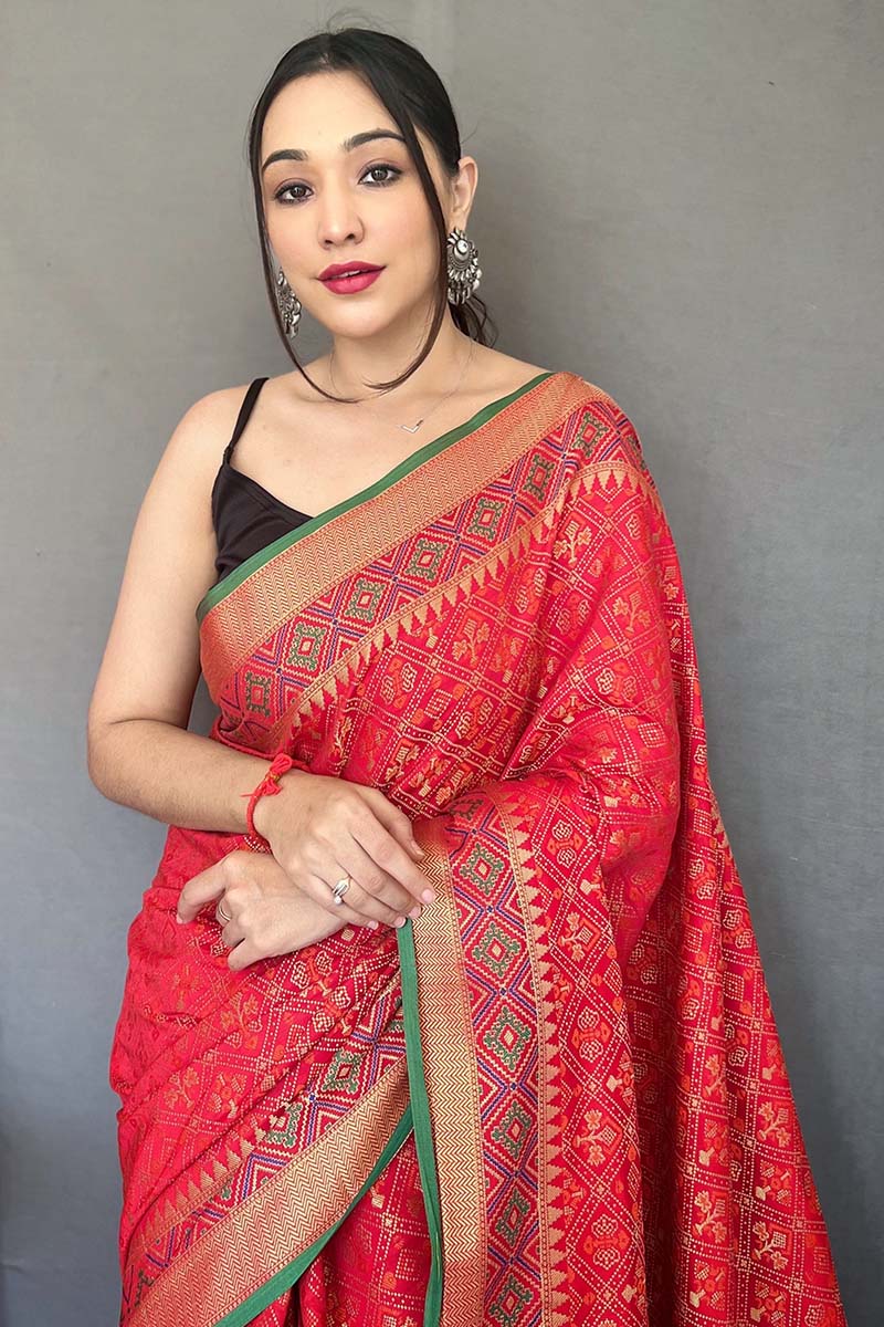 Milano Red Patola Silk Saree