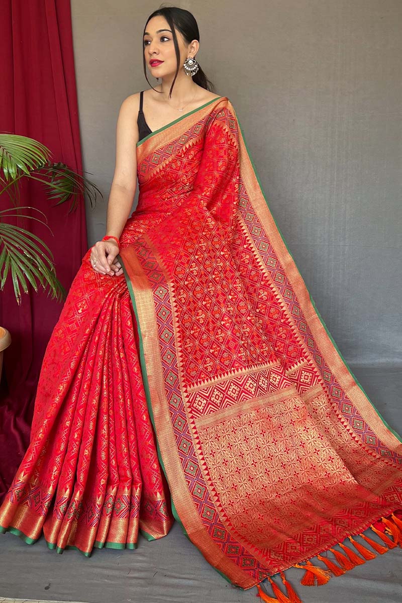 Milano Red Patola Silk Saree