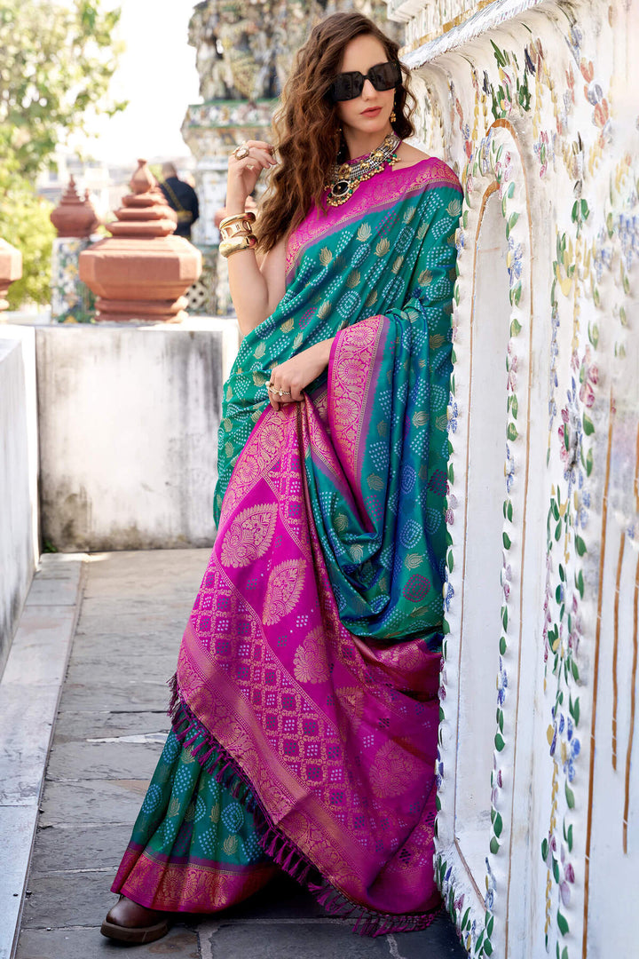Mineral Green Zari Woven Soft Silk Saree