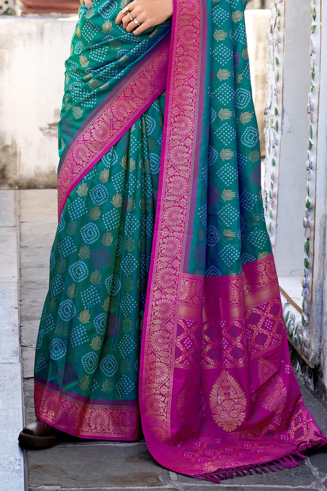 Mineral Green Zari Woven Soft Silk Saree