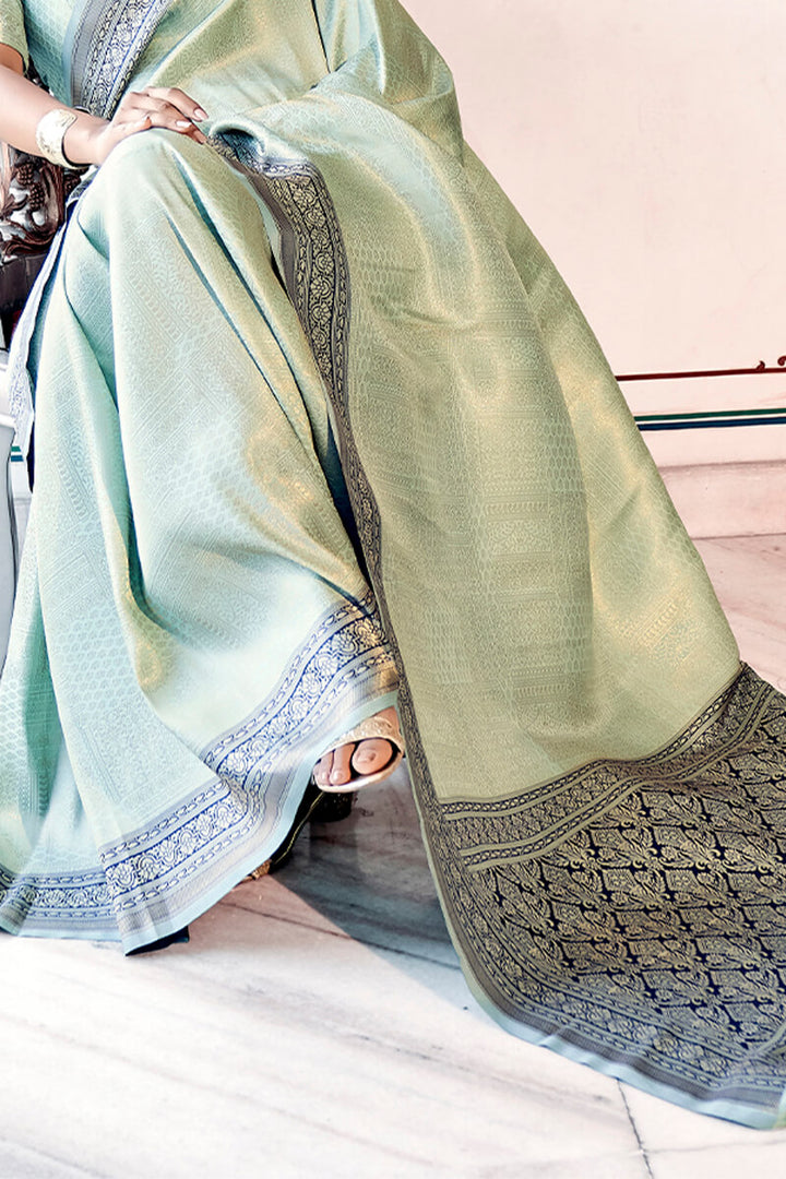 Mint Green Kanjivaram Silk Saree