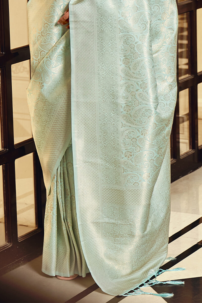 Mint Green Kanjivaram Silk Saree