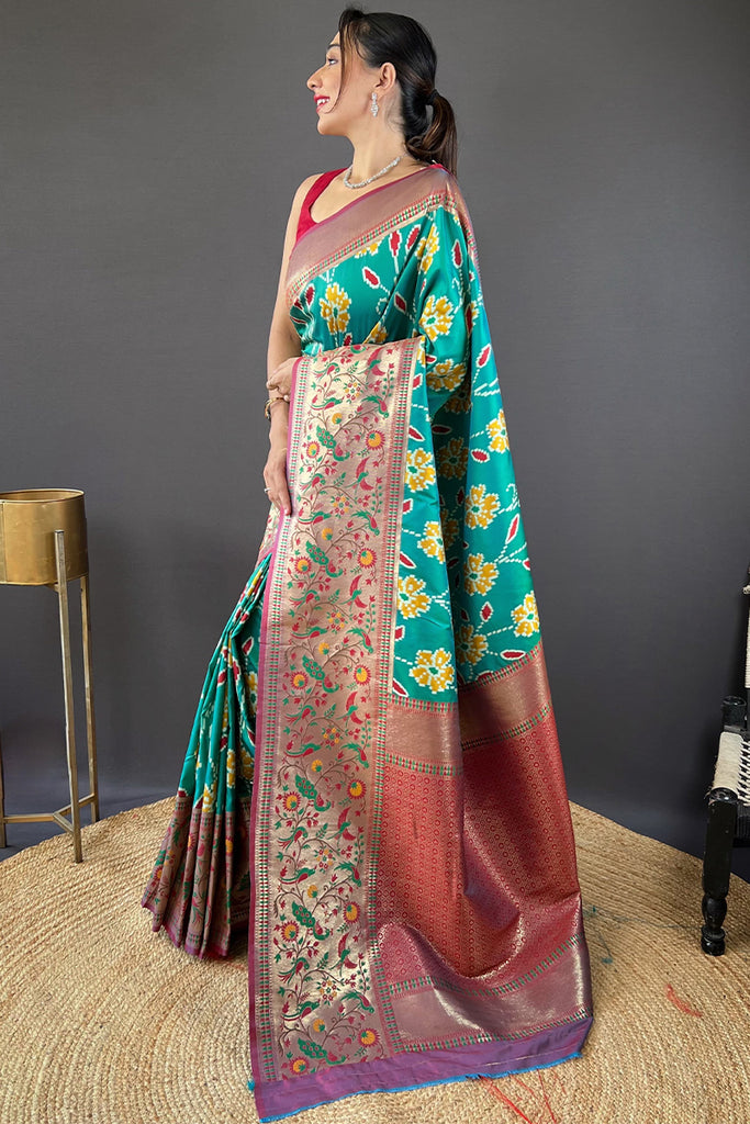 Mint Green Soft Paithni silk saree