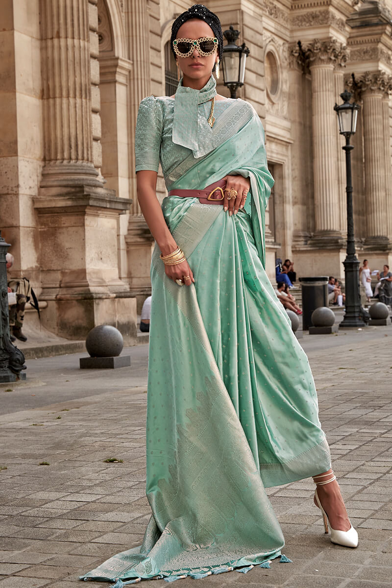 Buy Mint Green Hand Painted Chiffon Saree | MAY_HBPCS_9/MYE3 | The loom