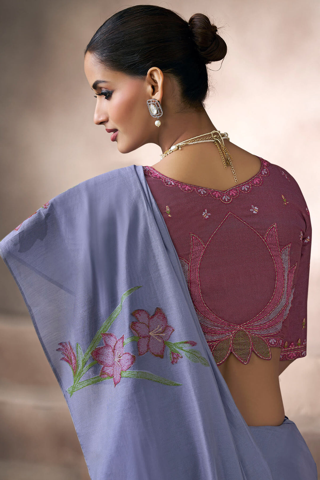Mist Blue Viscose Cotton Silk Saree with Embroidery Blouse