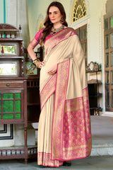Misty Beige Soft Silk Saree