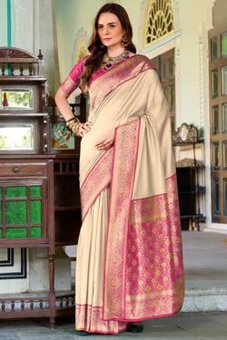 Misty Beige Soft Silk Saree