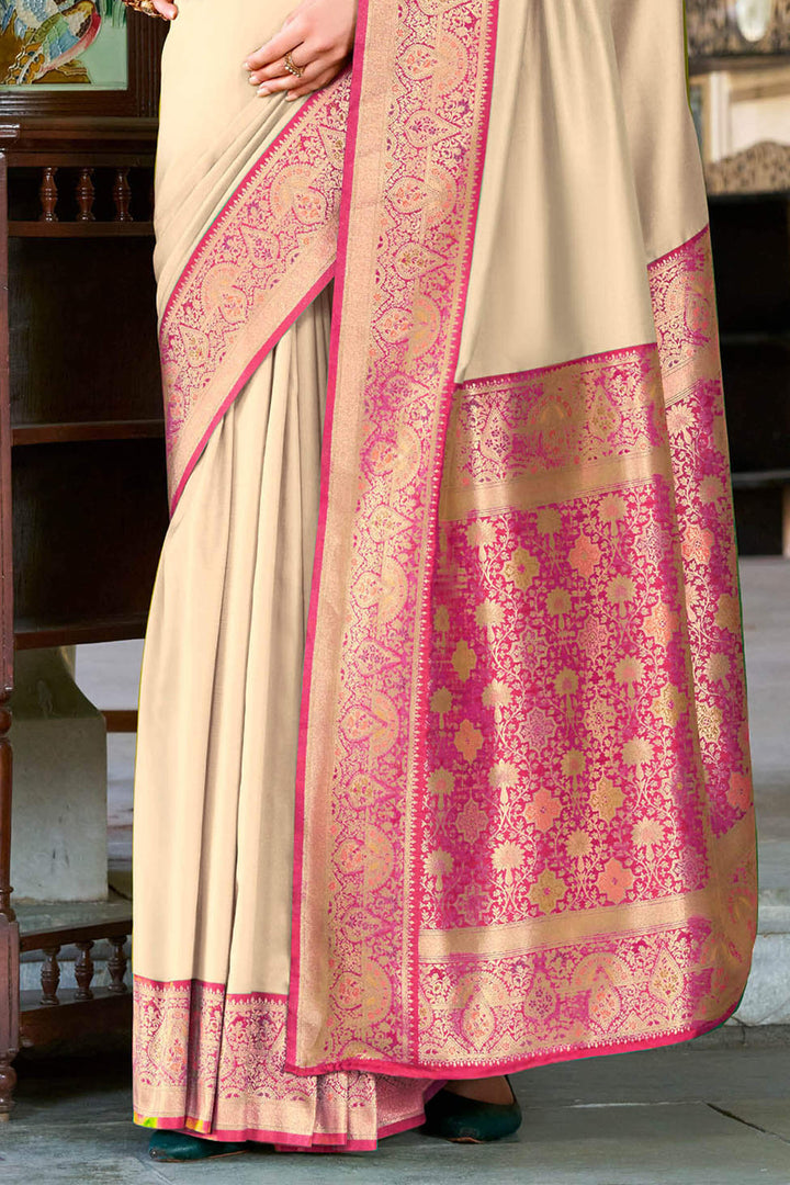 Misty Beige Soft Silk Saree