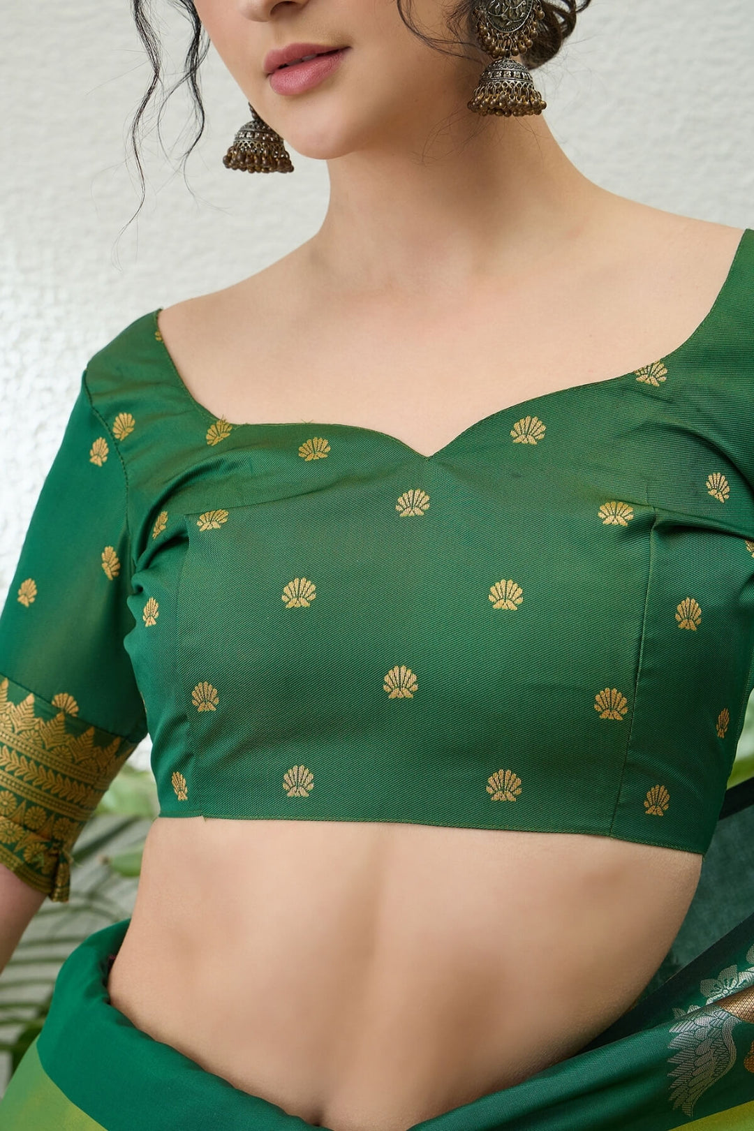 Moss Green Handloom Banarasi Silk Saree