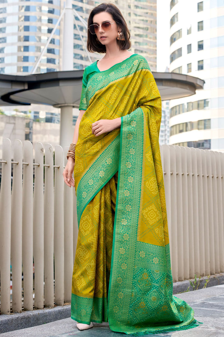 Muddy Yellow Soft Bandhani Saree