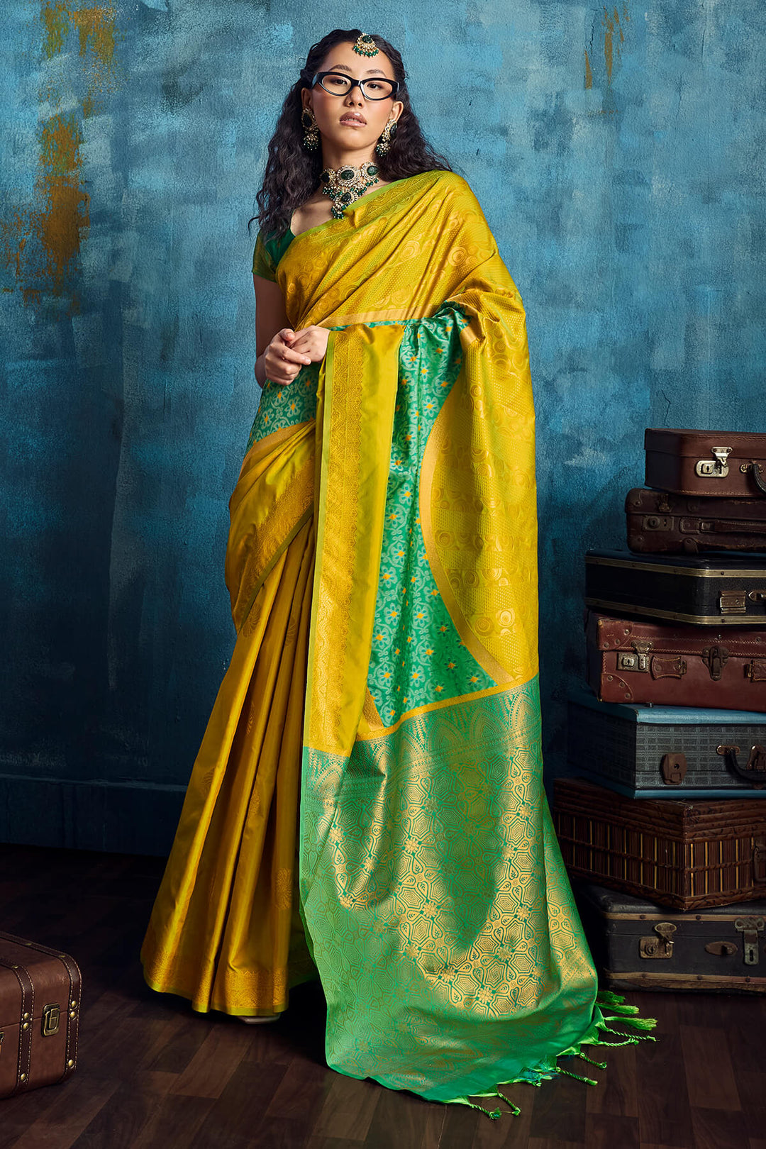 Muddy Yellow Soft Pochampally Silk Saree