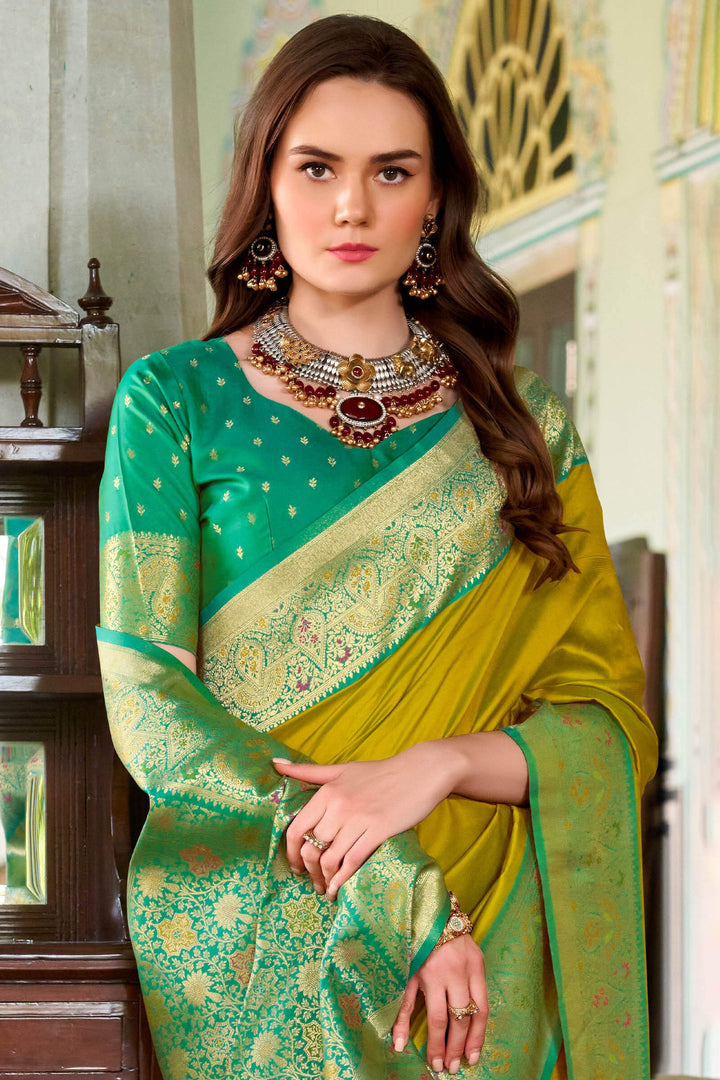 Muddy Yellow Soft Silk Saree