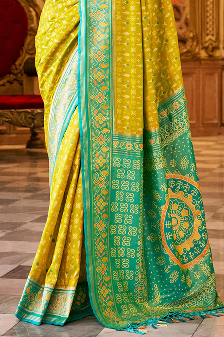 Muddy Yellow Zari Woven Soft Banarasi Silk Saree