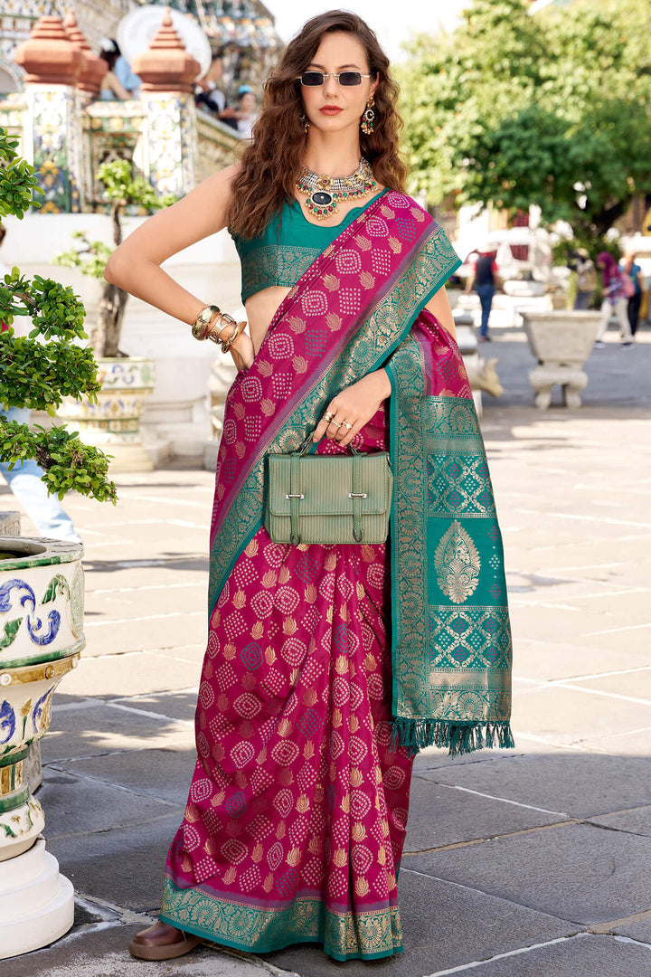Mulberry Pink Zari Woven Soft Silk Saree