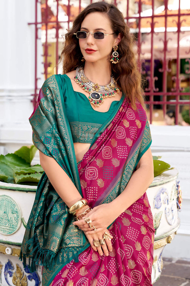 Mulberry Pink Zari Woven Soft Silk Saree