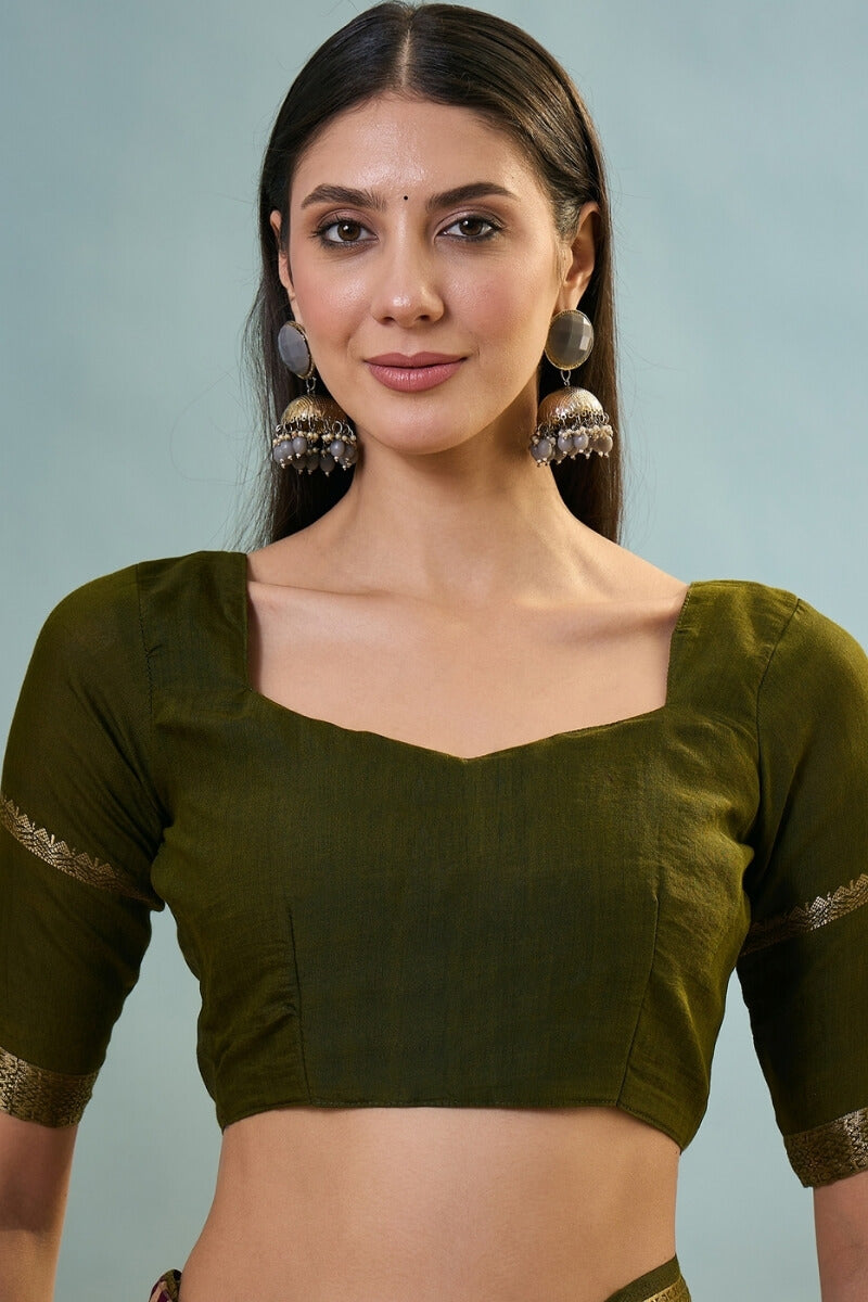 Mulberry Purple Printed Cotton Saree with Zari Woven Border