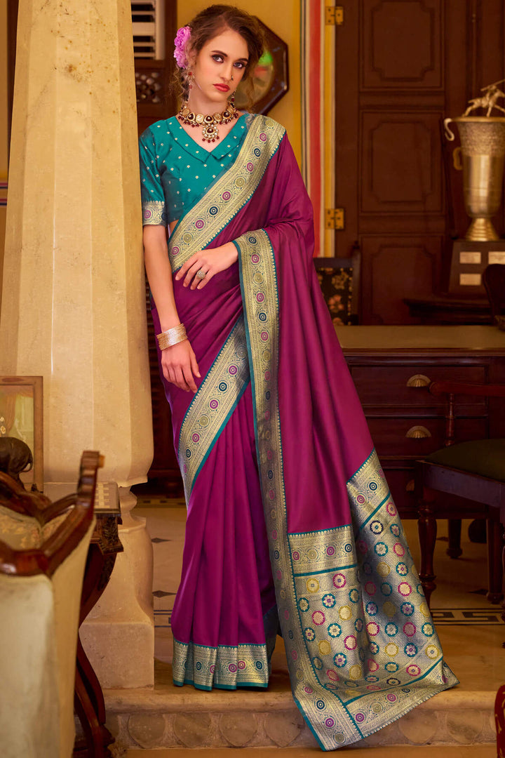 Mulberry Purple Soft Silk Saree
