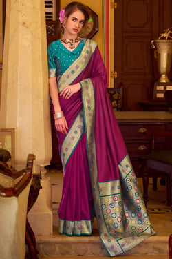 Mulberry Purple Soft Silk Saree