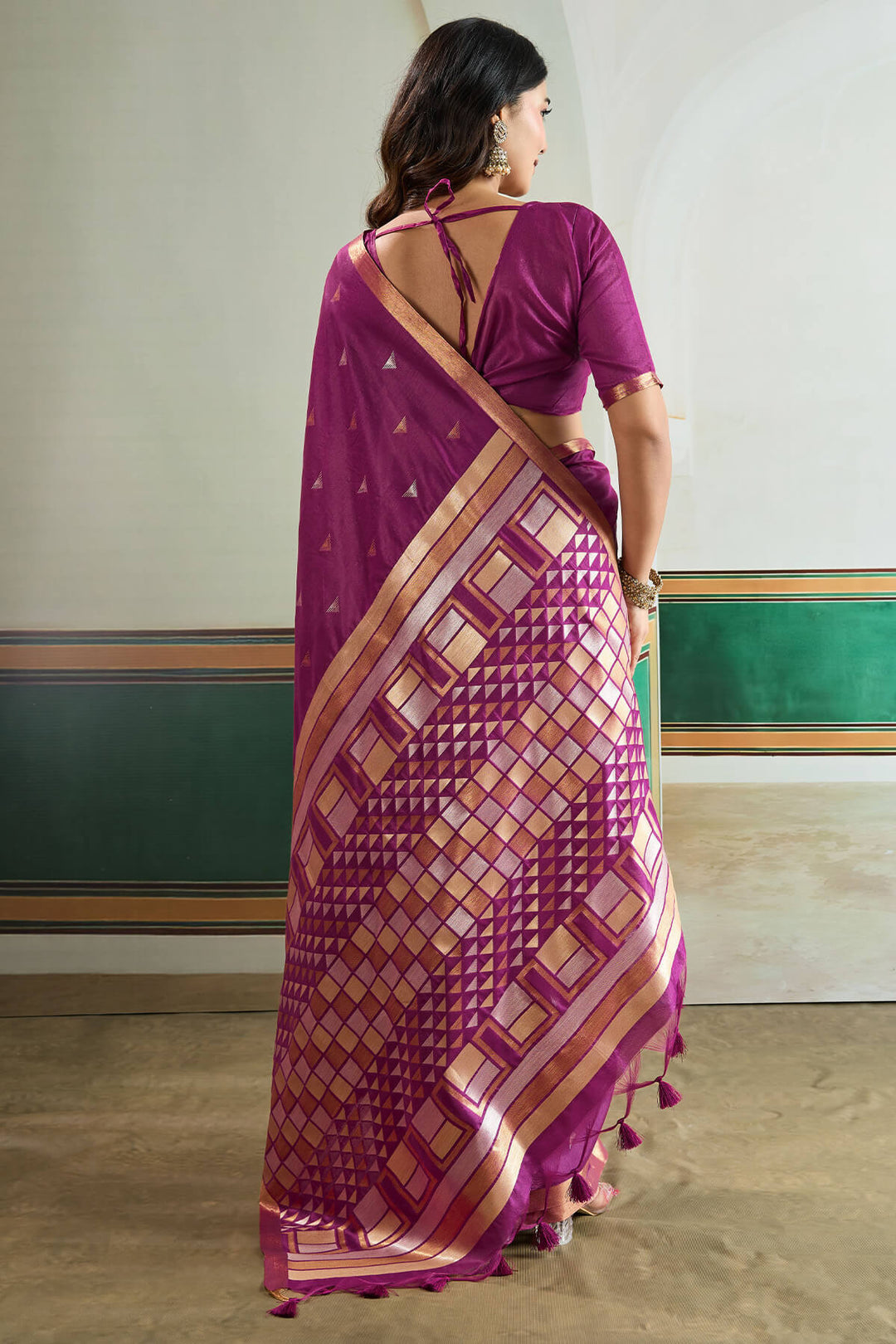 Mulberry Purple Woven Tussar Silk Saree
