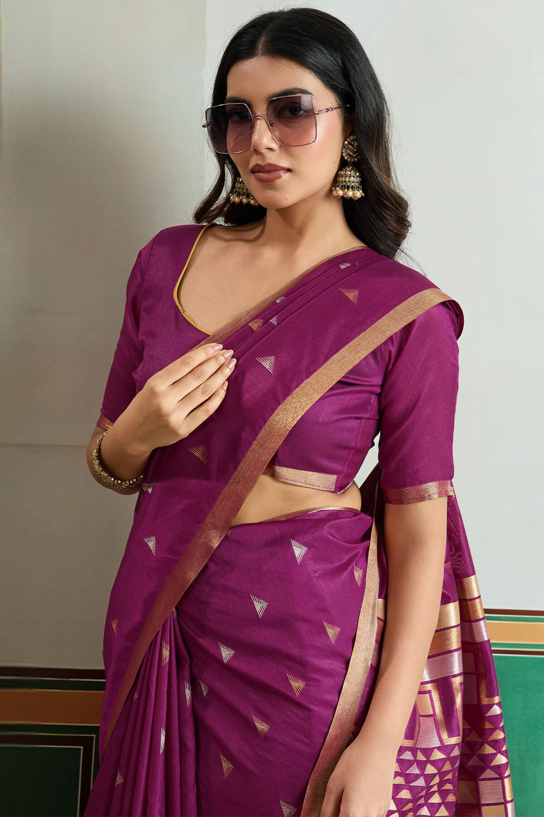 Mulberry Purple Woven Tussar Silk Saree