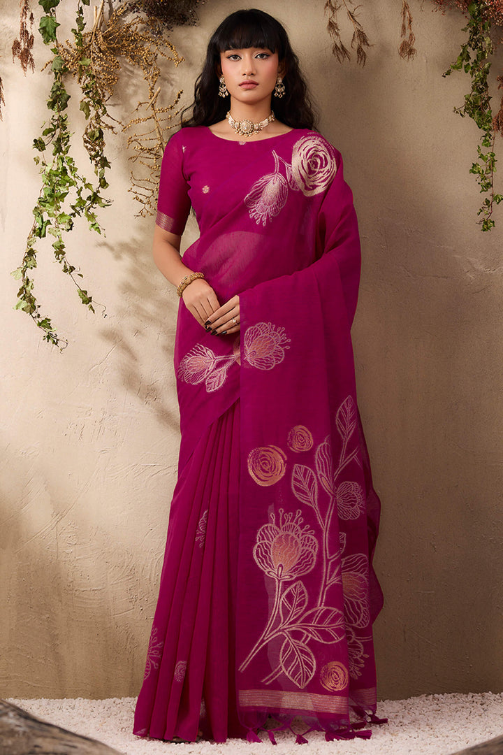 Mulberry Wine Munga Silk Saree