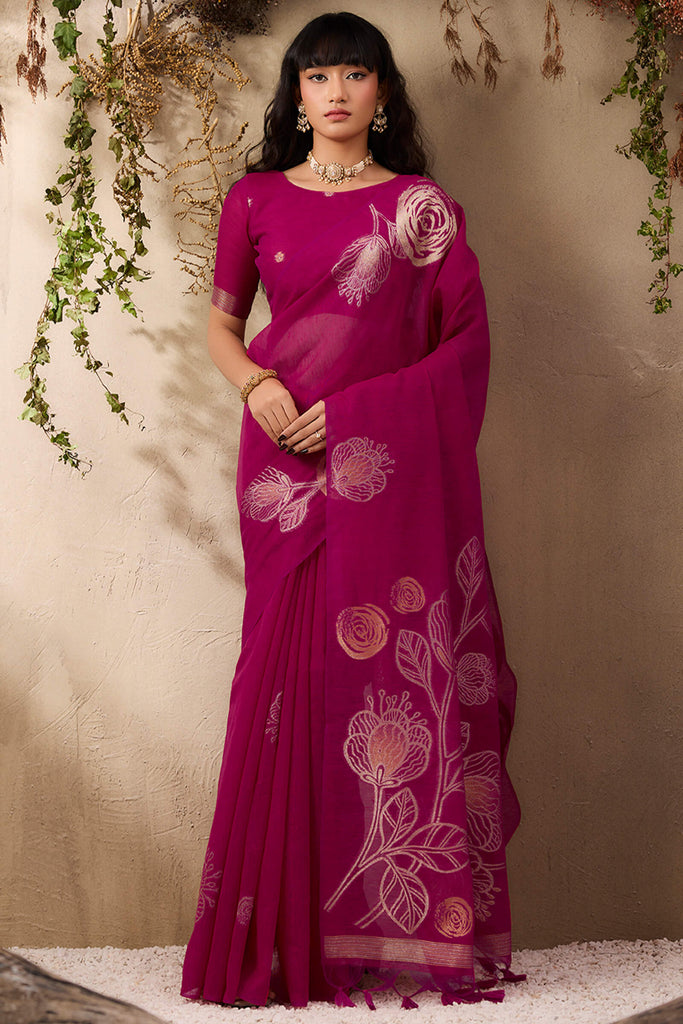 Mulberry Wine Munga Silk Saree