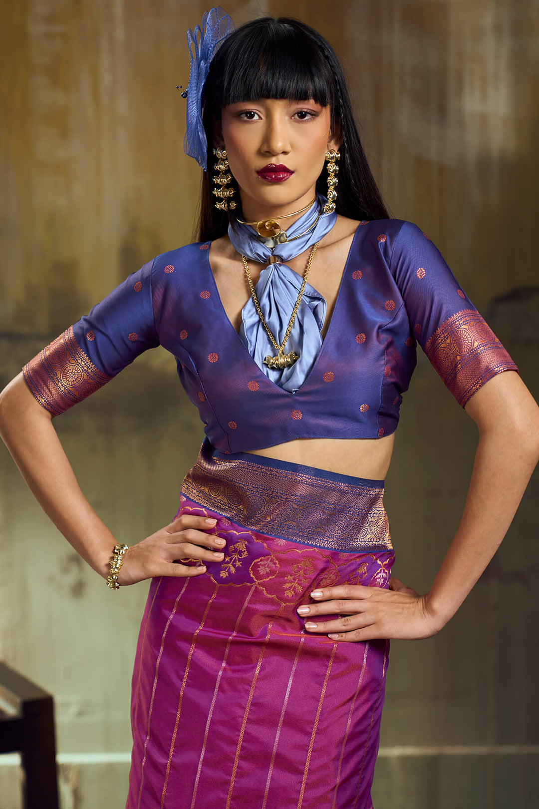 Mulberry Wine Soft Pochampally Silk Saree