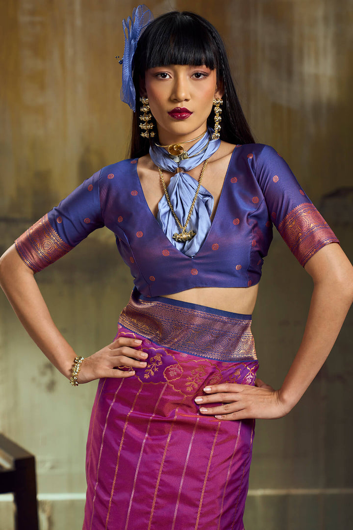 Mulberry Wine Soft Pochampally Silk Saree