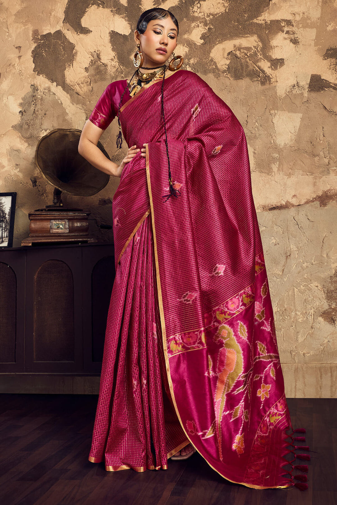 Mulled Wine Banarasi Handloom silk saree