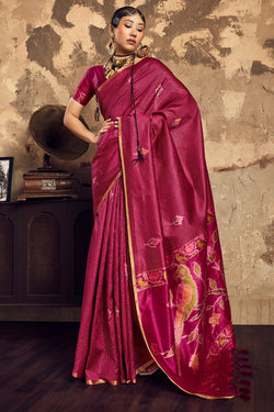 Mulled Wine Banarasi Handloom silk saree
