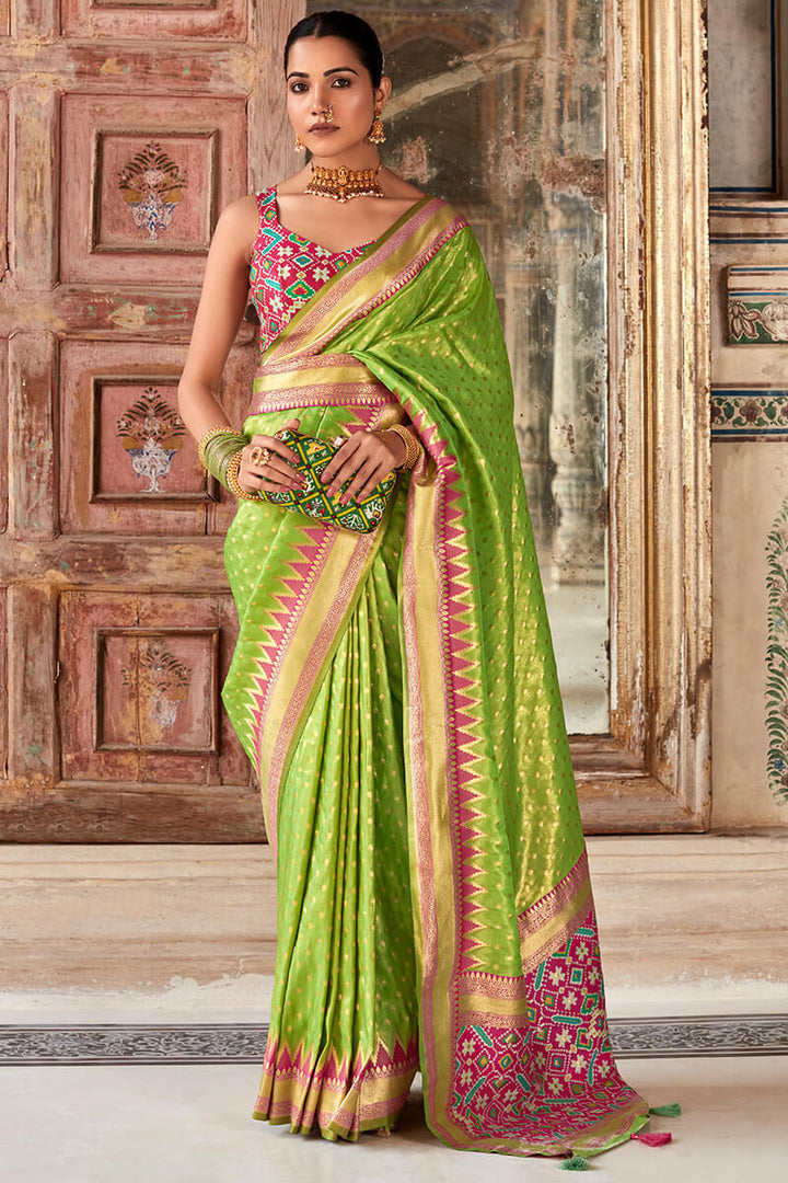 Murky Green Banarasi Tissue Silk Saree