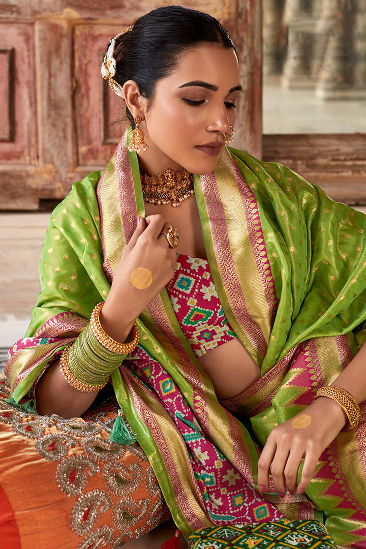 Murky Green Banarasi Tissue Silk Saree