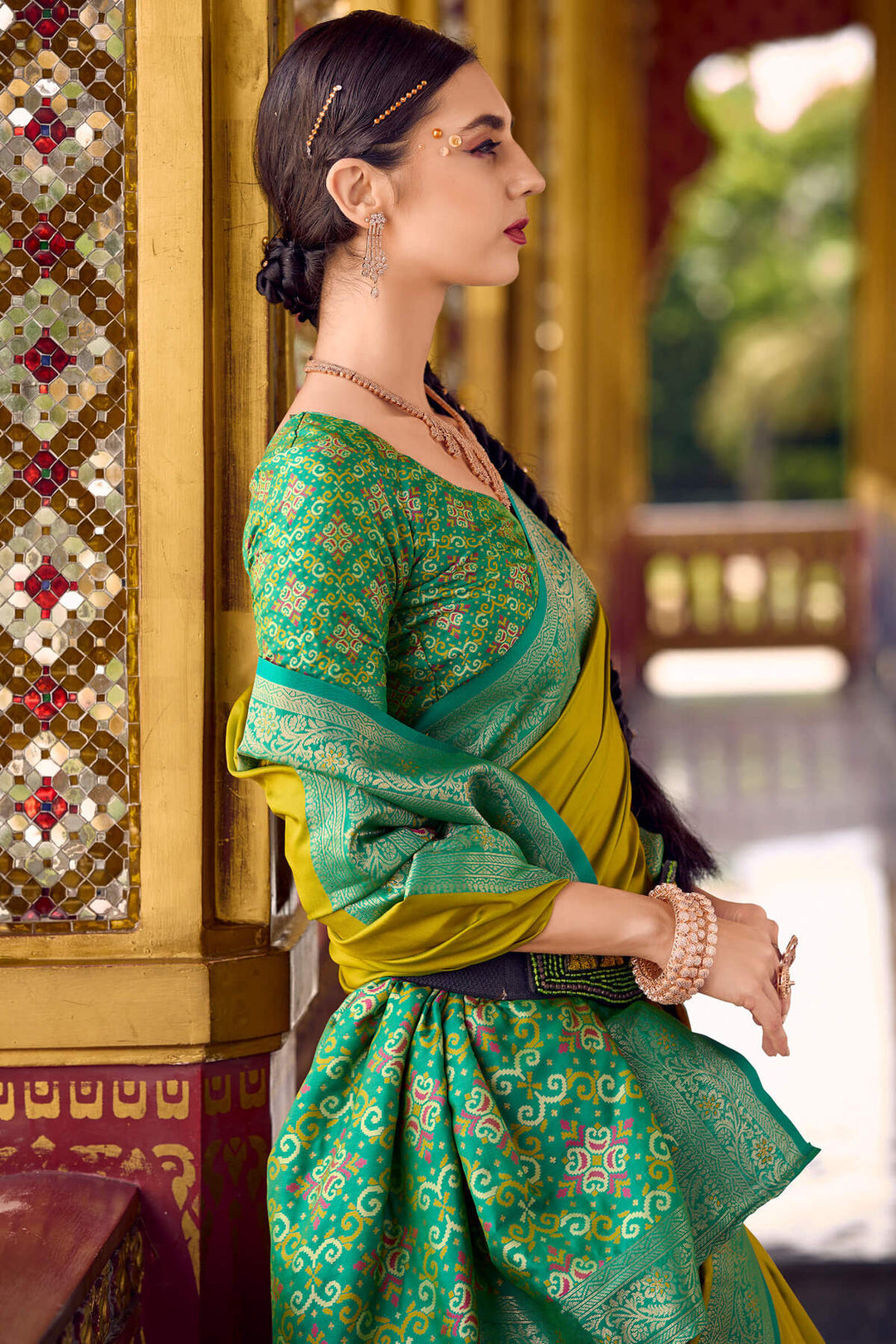 Mustard Yellow Zari Woven Soft Silk Saree