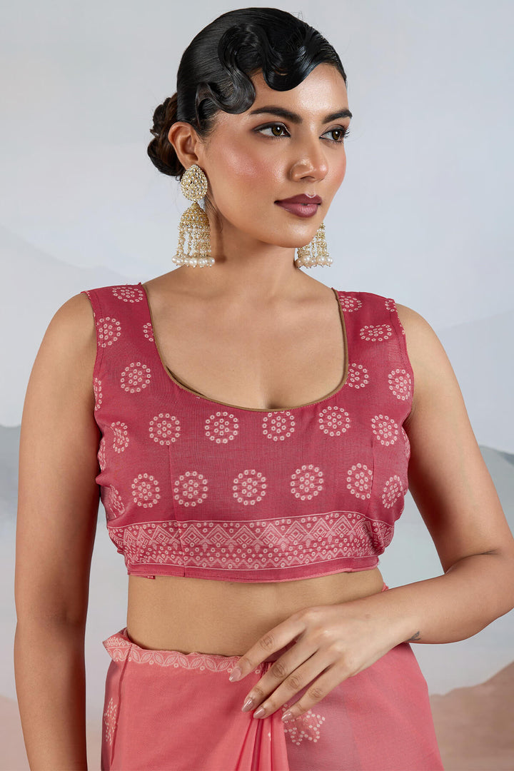 Muted Pink Pure Cotton Viscose Silk Saree