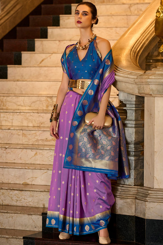 Mystic Lavender Soft Banarasi Silk Saree