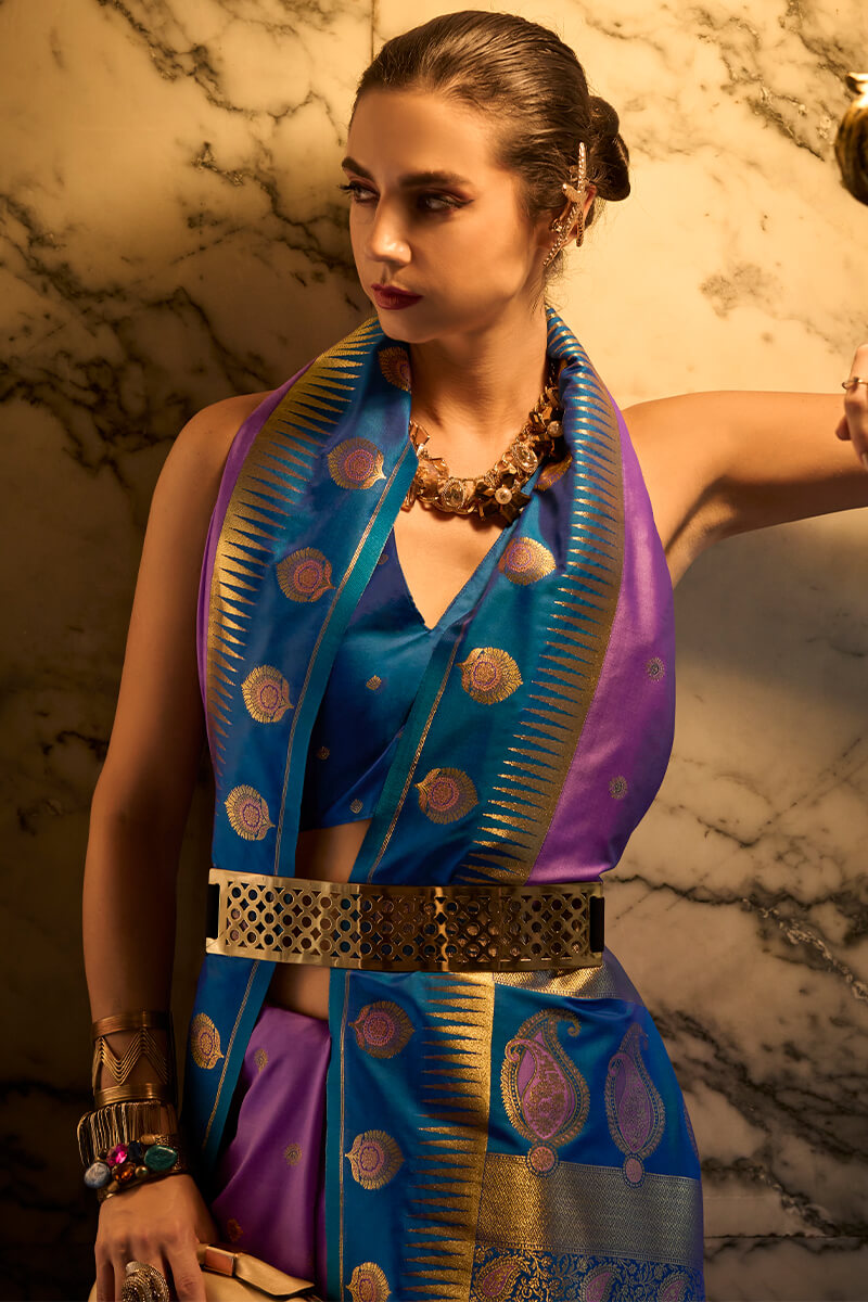 Mystic Lavender Soft Banarasi Silk Saree