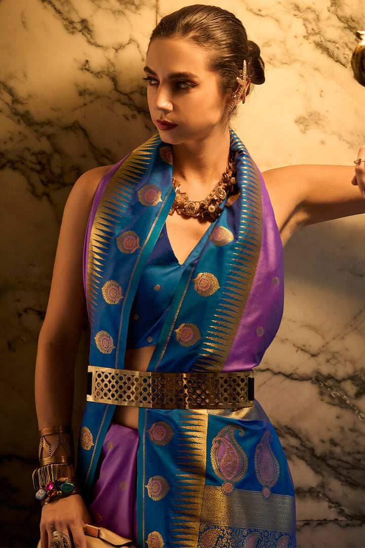 Mystic Lavender Soft Banarasi Silk Saree