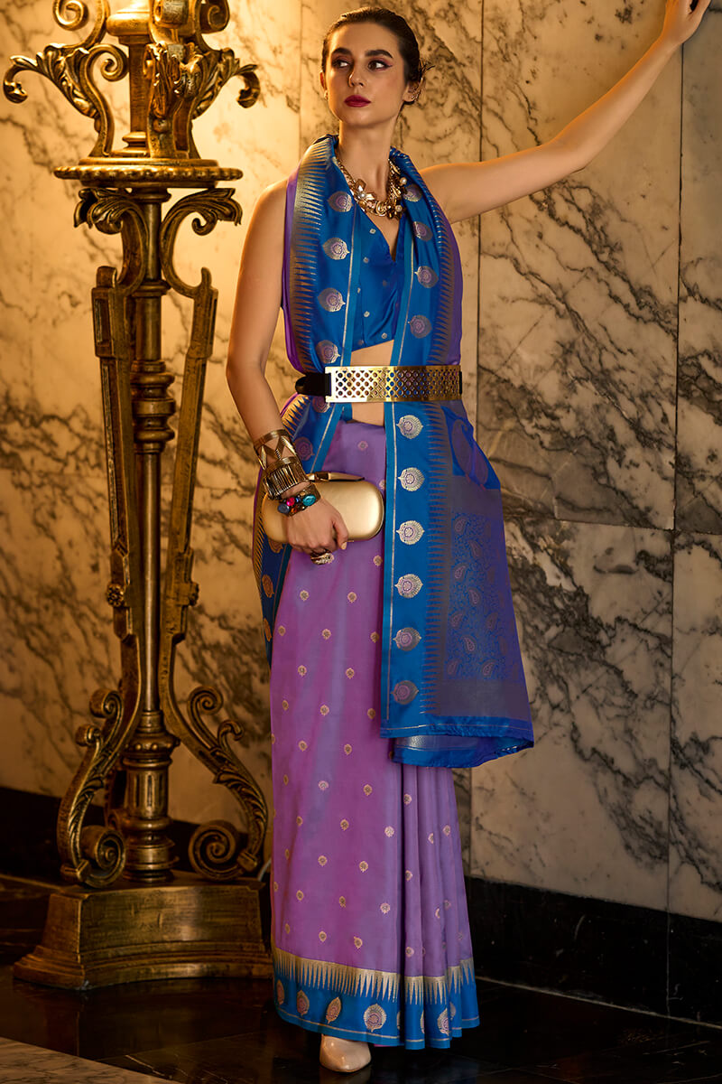 Mystic Lavender Soft Banarasi Silk Saree