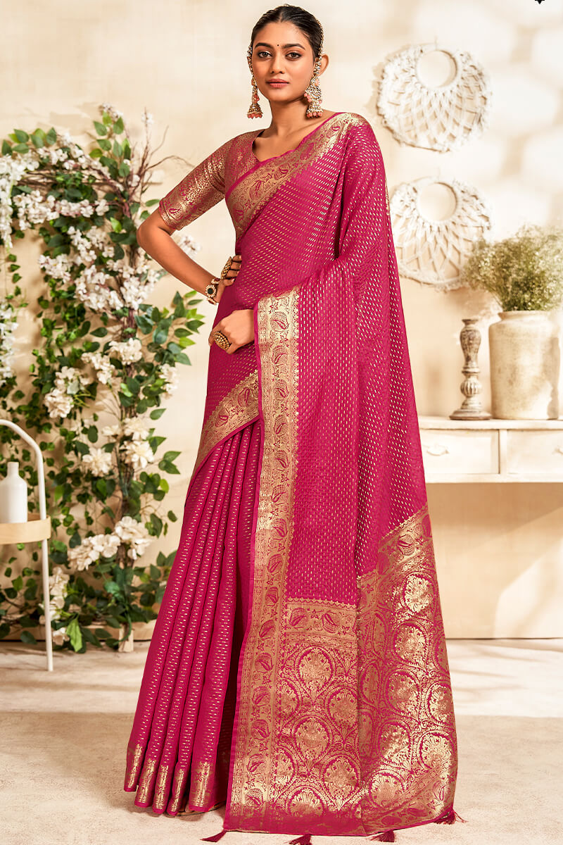 Mystic Pink Soft Banarasi Silk Saree